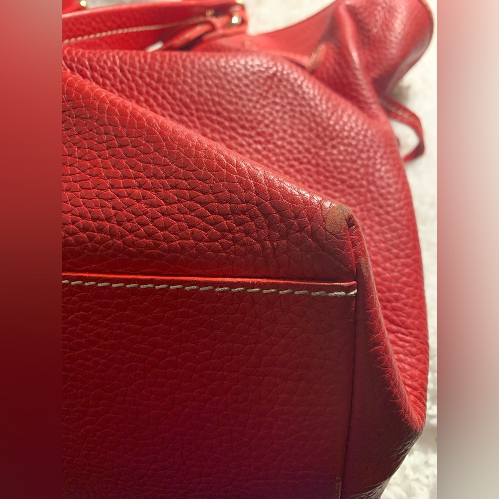 Dooney & Bourke Draw String Red Handbag- Preloved - image 4